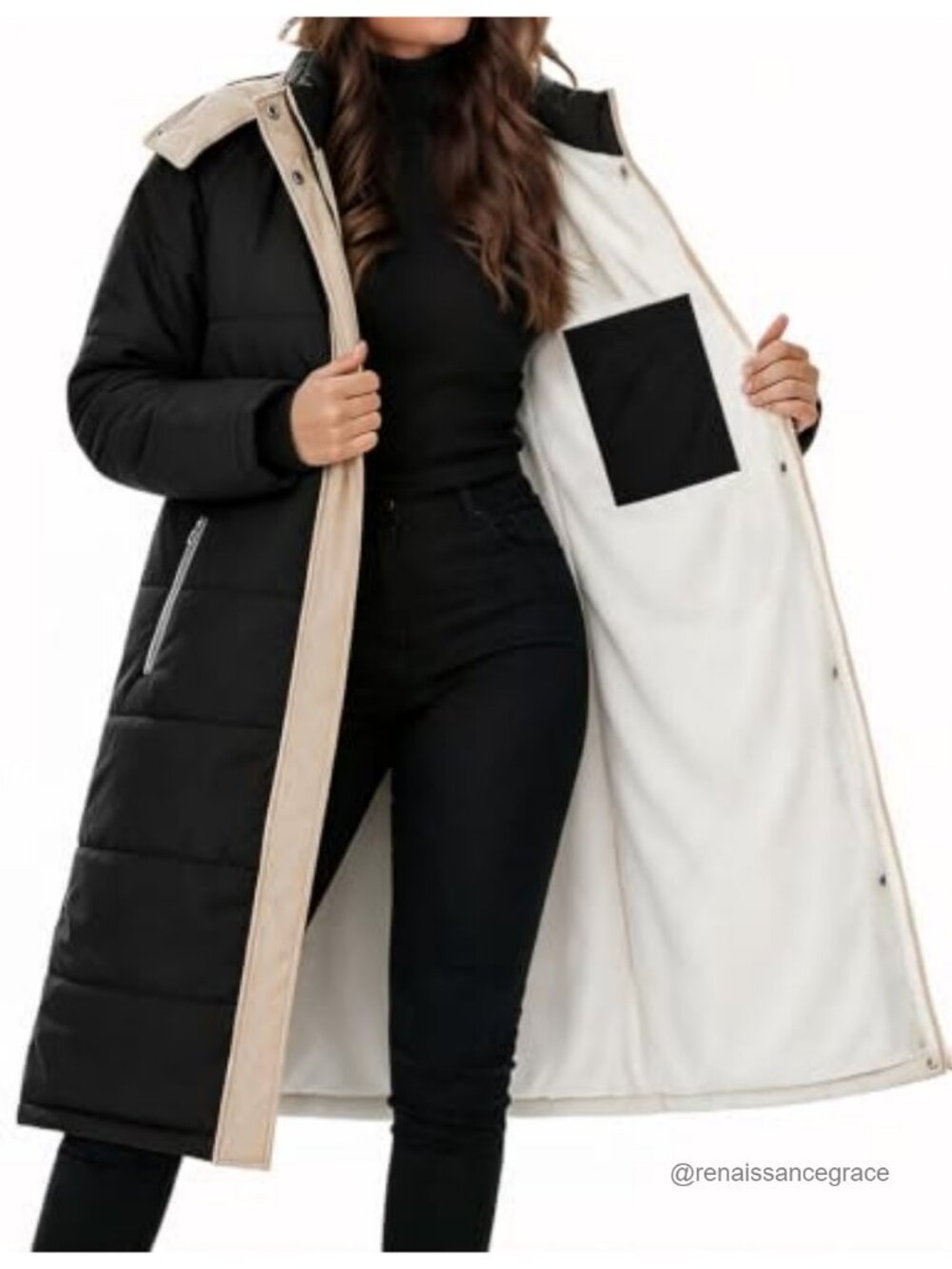 Women's Long Puffer Coat Sherpa Lined Warm Hooded Jacket